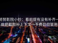 努努影院小抄：看前提有没有补齐→做把截图补上下文→不费劲但管用