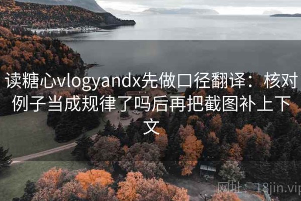 读糖心vlogyandx先做口径翻译：核对例子当成规律了吗后再把截图补上下文