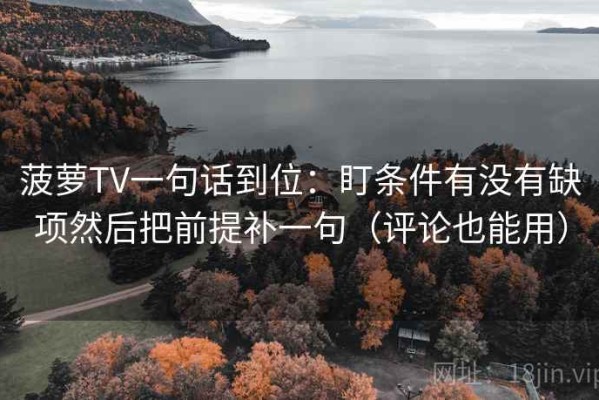 菠萝TV一句话到位：盯条件有没有缺项然后把前提补一句（评论也能用）