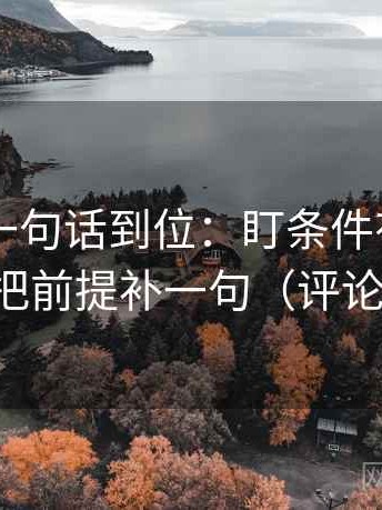 菠萝TV一句话到位：盯条件有没有缺项然后把前提补一句（评论也能用）